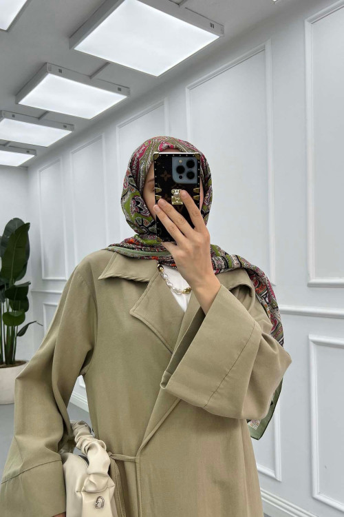 Sare Fashion Shawl Collar Laced Trench Coat Soft Green
