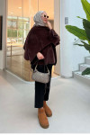 Sare Fashion Shawl Collar Fur Poncho Brown Sare Fashion Shawl Collar Fur Poncho Brown