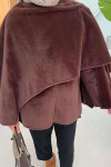 Sare Fashion Shawl Collar Fur Poncho Brown Sare Fashion Shawl Collar Fur Poncho Brown