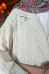 Sare Fashion Linen Jacket with Pearl Buttons Mint Green