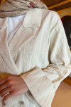 Sare Fashion Pearl Buttoned Linen Jacket Yellow