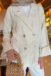 Sare Fashion Pearl Buttoned Linen Jacket Yellow