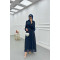 Sare Fashion Stripe Patterned Feather Dress Navy Blue