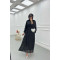 Sare Fashion Stripe Patterned Feather Dress Black
