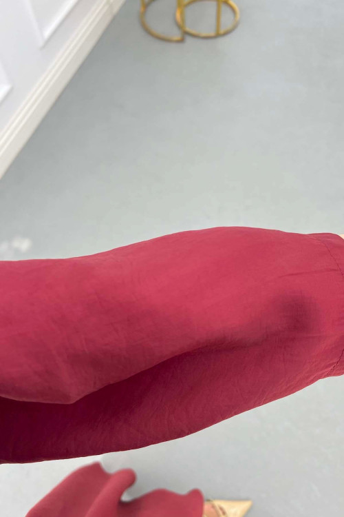 Sare Fashion Removable Belted Shirt Dress Burgundy Sare Fashion Removable Belted Shirt Dress Burgundy