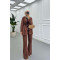 Sare Fashion Removable Belted Piping Two Piece Suit Brown
