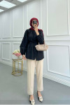Sare Fashion Removable Belted Shirt Black