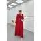 Sare Fashion Jacquard Dress with Removable Belt, Burgundy