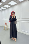 Sare Fashion Jacquard Dress with Removable Belt Black