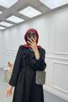 Sare Fashion Jacquard Dress with Removable Belt Black
