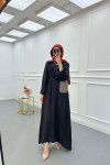 Sare Fashion Jacquard Dress with Removable Belt Black