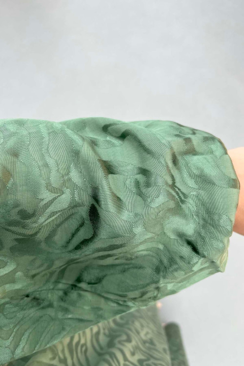 Sare Fashion Jacquard Dress with Removable Belt Green