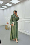 Sare Fashion Jacquard Dress with Removable Belt Green