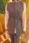 Sare Fashion Removable Belted Vest Set Anthracite