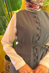 Sare Fashion Removable Belted Vest Set Anthracite