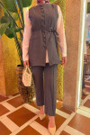 Sare Fashion Removable Belted Vest Set Anthracite