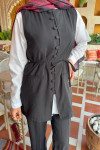 Sare Fashion Removable Belted Vest Set Black