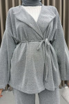 Glitter Kimono Set Silver