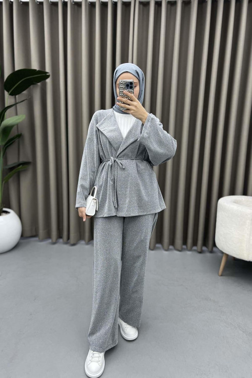 Glitter Kimono Set Silver