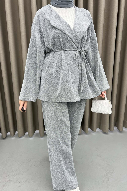 Glitter Kimono Set Silver