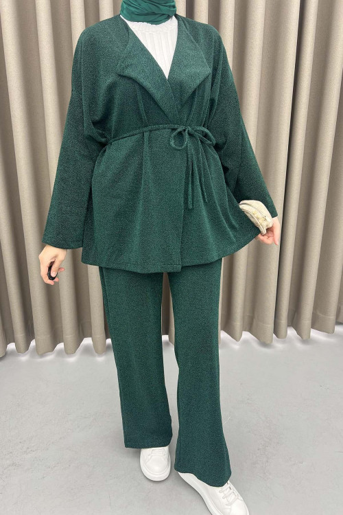 Glitter Kimono Set Emerald Green