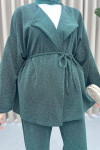 Glitter Kimono Set Emerald Green