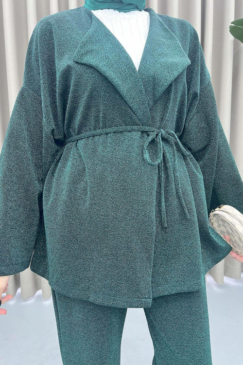 Glitter Kimono Set Emerald Green