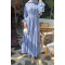 Sare Fashion Glittery Belted Buttoned Dress Baby Blue