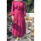 Sare Fashion Glitter Belted Buttoned Dress Burgundy