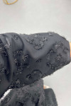 Sare Fashion Glittery Feather Detailed Belted Dress Black