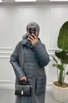 Puffy Detailed Cashmere Coat Anthracite