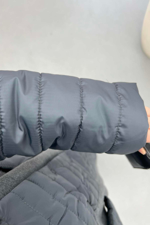 Puffy Detailed Cashmere Coat Anthracite