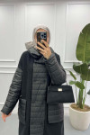 Puffy Detailed Cashmere Coat Black