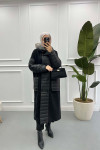 Puffy Detailed Cashmere Coat Black