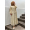 Sare Fashion Shiny Pattern Skirt Suit with Ornamental Pocket Beige