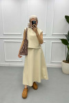 Sweater Cashmere Skirt Set Stone