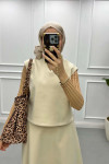 Sweater Cashmere Skirt Set Stone
