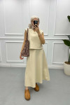 Sweater Cashmere Skirt Set Stone