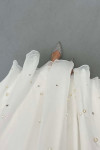 Sare Fashion Stone Detailed Lined Tulle Skirt White