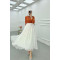 Sare Fashion Stone Detailed Lined Tulle Skirt White
