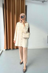 Sare Fashion Stone Detailed Striped Shirt Beige