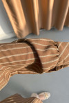 Sare Fashion Stone Detailed Striped Shirt Brown