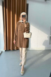 Sare Fashion Stone Detailed Striped Shirt Brown