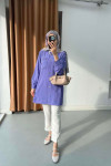 Sare Fashion Stone Detailed Striped Shirt Purple