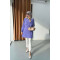 Sare Fashion Stone Detailed Striped Shirt Purple