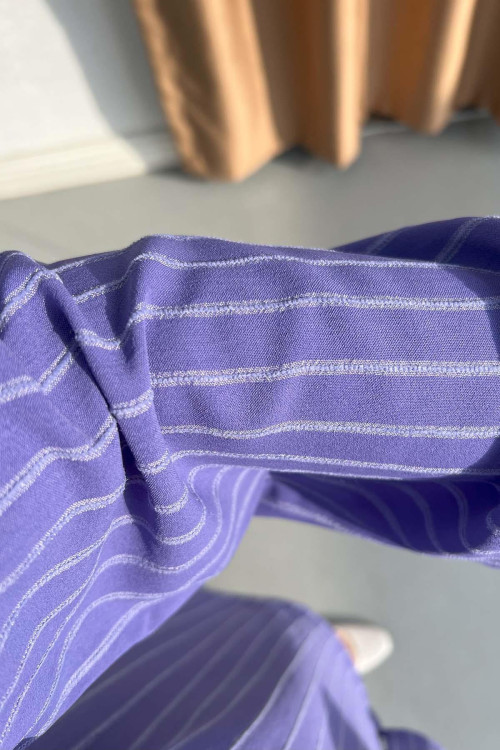 Sare Fashion Stone Detailed Striped Shirt Purple
