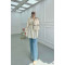 Sare Fashion Belted Shirt with Stone Detail Beige