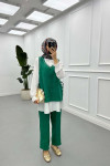 Sare Fashion Stone Detailed Three Piece Set Green