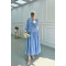 Sare Fashion Stone Embroidered Striped Skirt Suit Blue