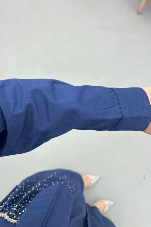Sare Fashion Stone Embroidered Dress Navy Blue